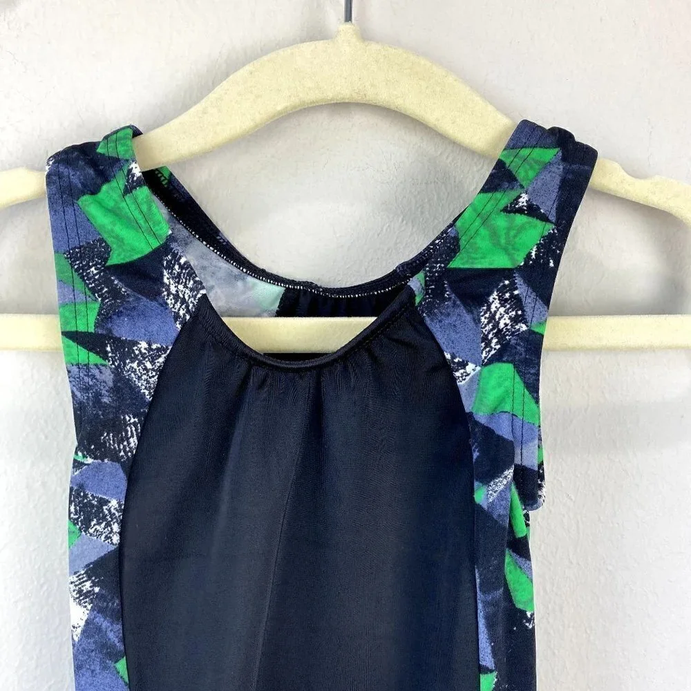 Snowflake Gymnastics Leotard Black Green S